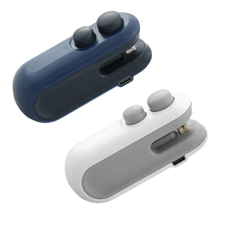 Mini Bag Sealer 2 in 1 Rechargeable Bag Sealer Heat Seal with Cutter and Magnet Bag Resealer Machine for Plastic Bags Snack Bags